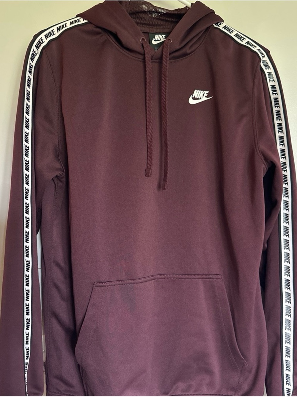 Nike Men’s Burgundy Pullover Hoodie with Branded Shoulder Tape